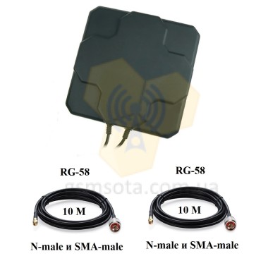 Панельна 4G антена Sota MIMO DP9 з кабелем і перехідниками SMA /TS9 — GSM Sota