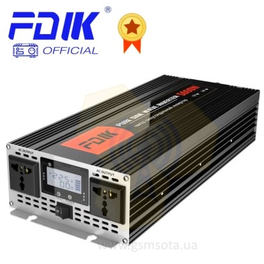 Інтелектуальний інвертор із чистою синусоїдою FDIK 5000 Вт 12 Вольт — GSM Sota